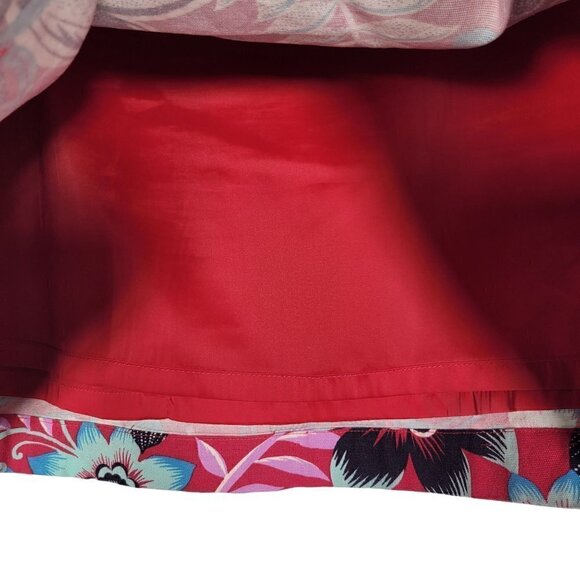 Talbots Women's Red Vibrant Floral Pattern Red A-Line Skirt 97% Cotton Size 16 - Picture 4 of 6